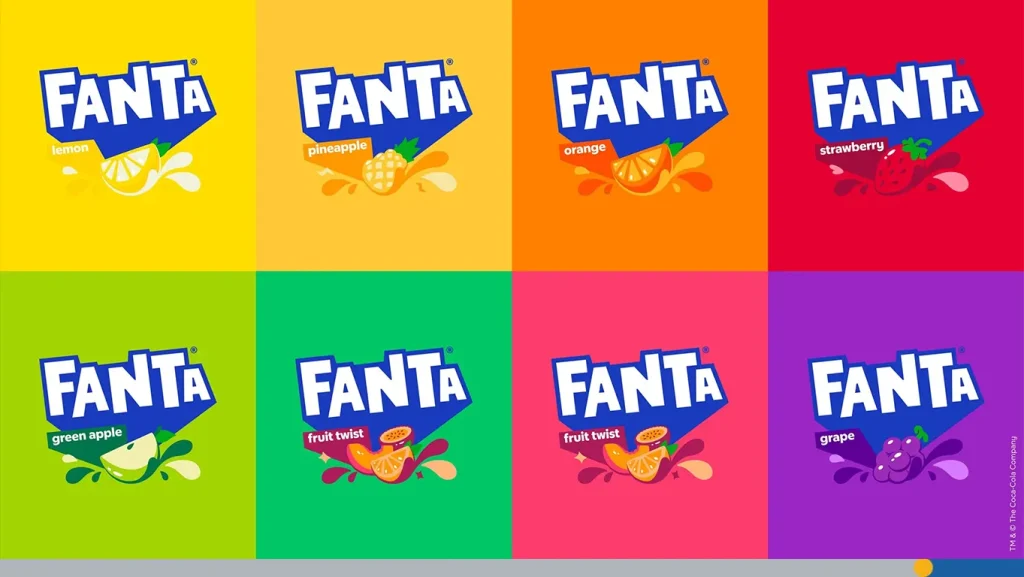 Fanta logos and flavors.