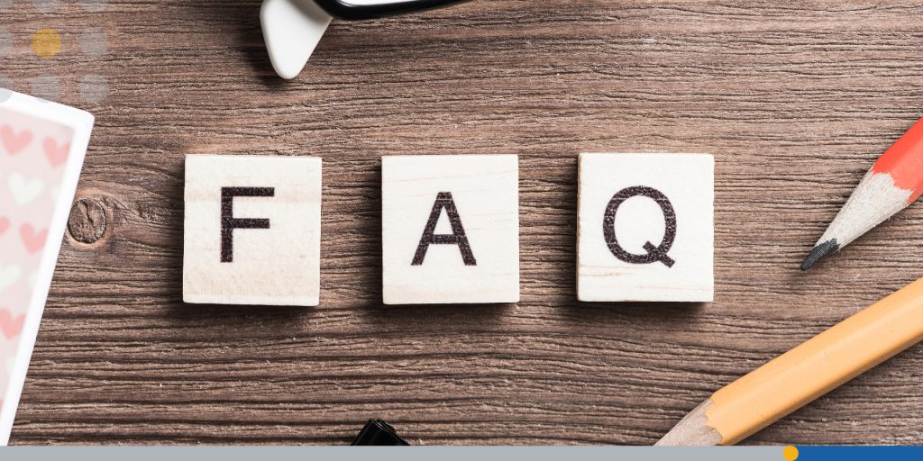 Tiles spelling out FAQ