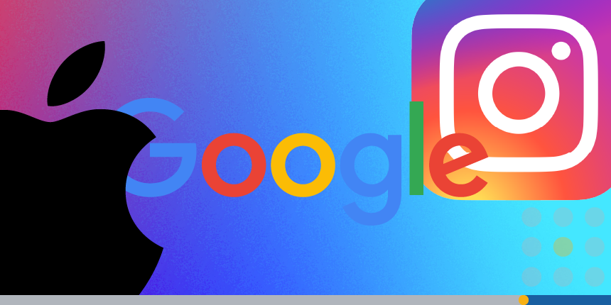 Google, Apple, and Instagram logos