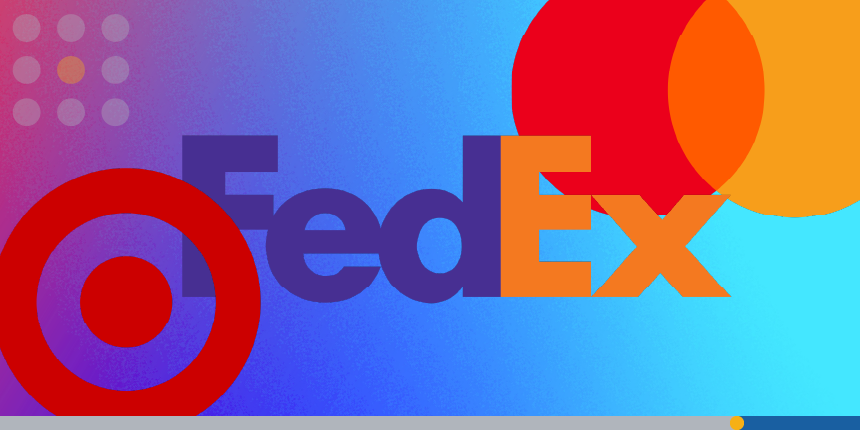 Target, FedEx, and Mastercard logos