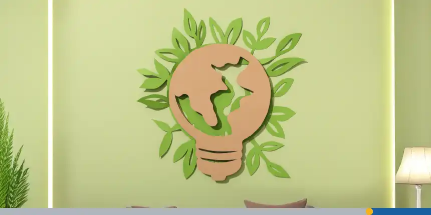 The light bulb is cut out of paper with leaves