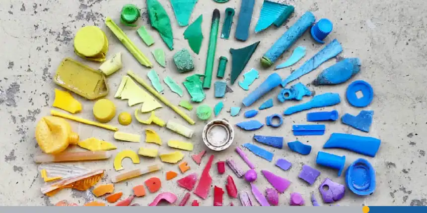 Color wheel made with plastic pollution found on beach