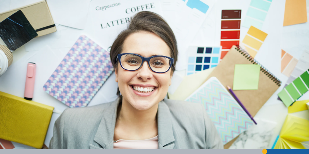 Smiling Businesswoman Lying on Floor