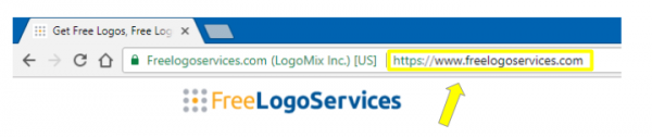 Arrow pointing to Freelogoservices URL in search bar