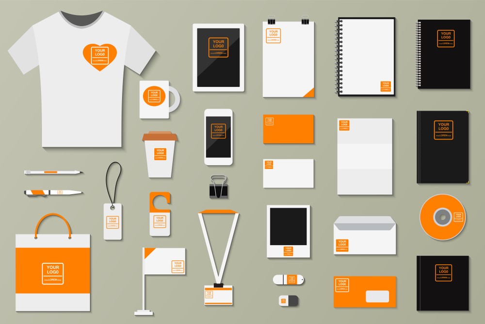 branded promo products with consistent color scheme